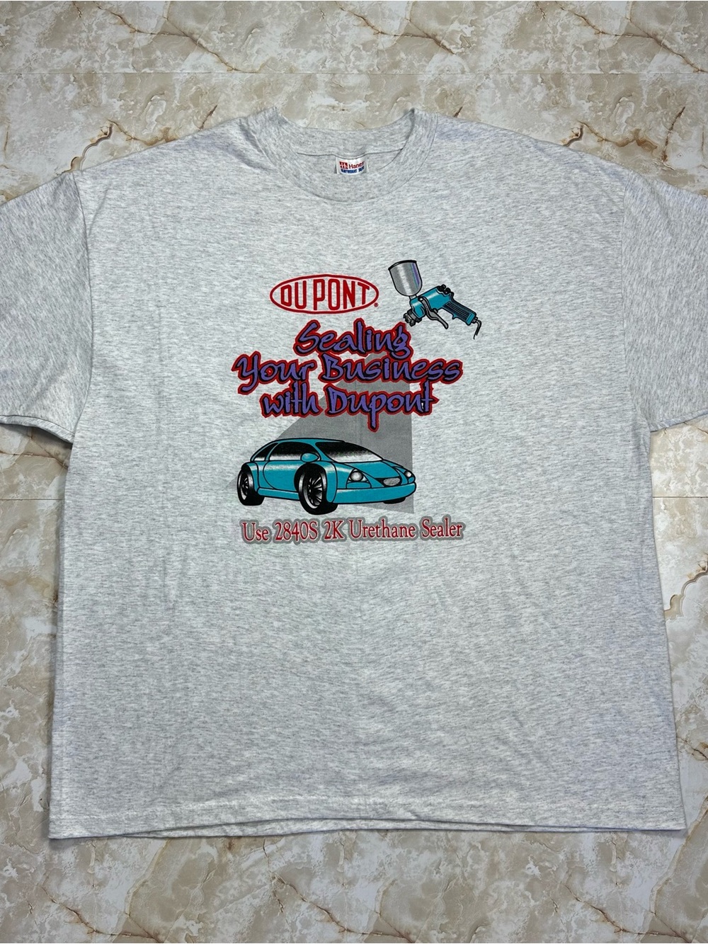 Vintage Y2K DuPont Paint Car Promo Men’s Size 2XL Grey T-Shirt
